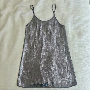 Chan Luu Sequin Slip Mini Dress Pewter - Size Small
